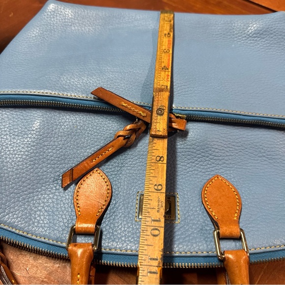 Dooney & Bourke Dillen Double Pocket Satchel Blue Pebble Leather Handbag Purse - Picture 9 of 15